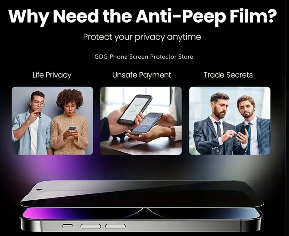 2 pcs Privacy Screen Protector Tempered Glass for iPhone 14 Pro Max
