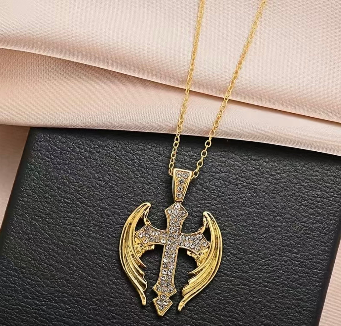 Custom cross pendant with wings