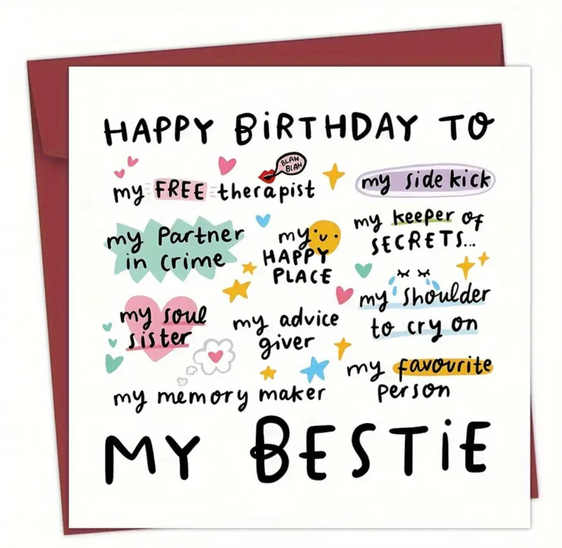 1 pc Happy Birthday To My Bestie Card Great Gift for Best Friends