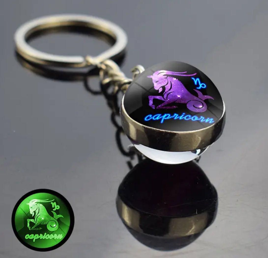 Pick Your Zodiac Custom Made Glass Double Sided Pendant Keychain