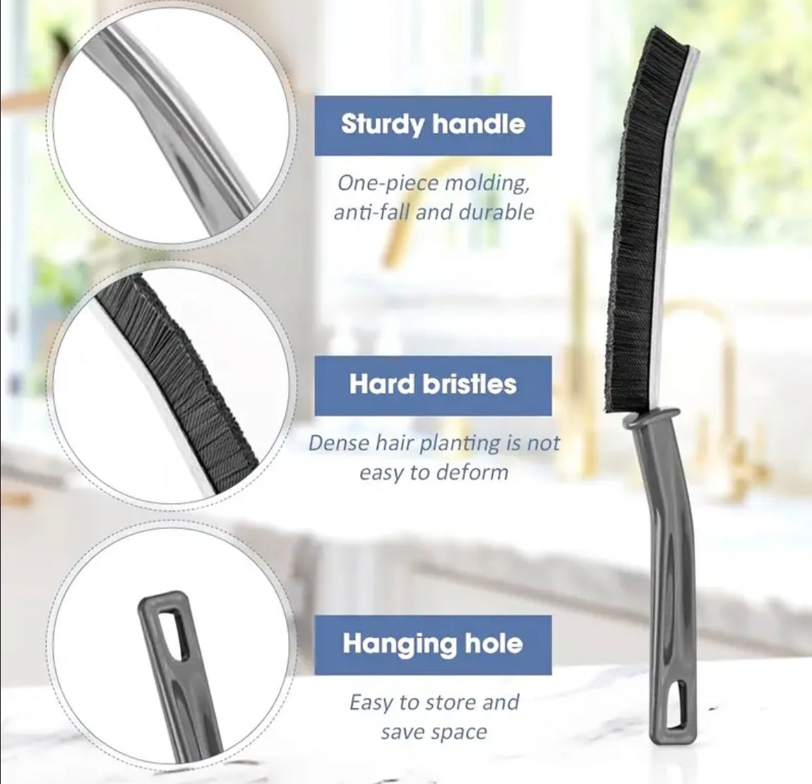 Hard Bristle Crevice Cleaning Brush Great for Multipurpose Deep Cleaning
