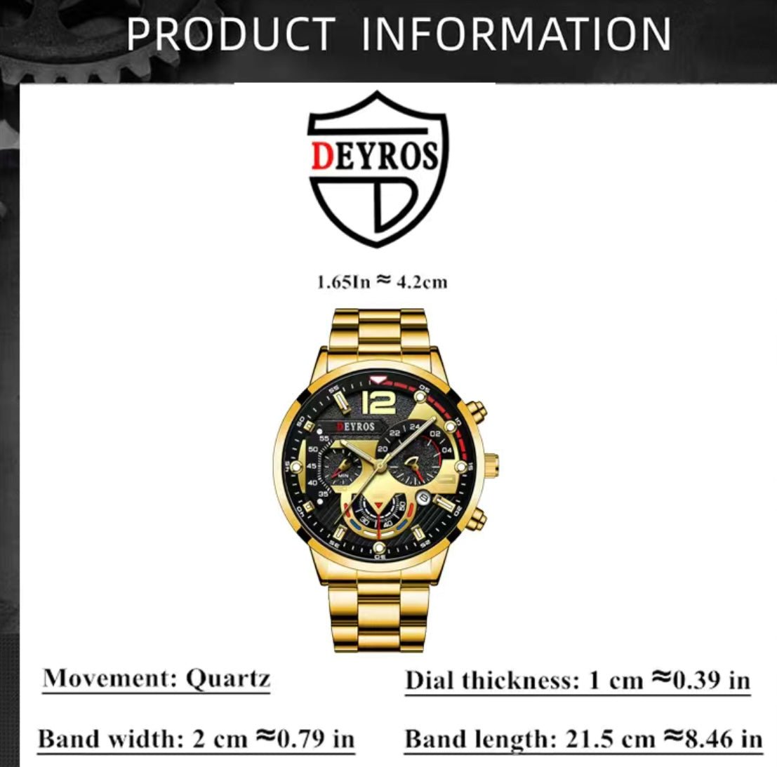 1 pc Black Stainless Steel Luxury Sports Watch Fashion Great Gift - EmporiumDepot