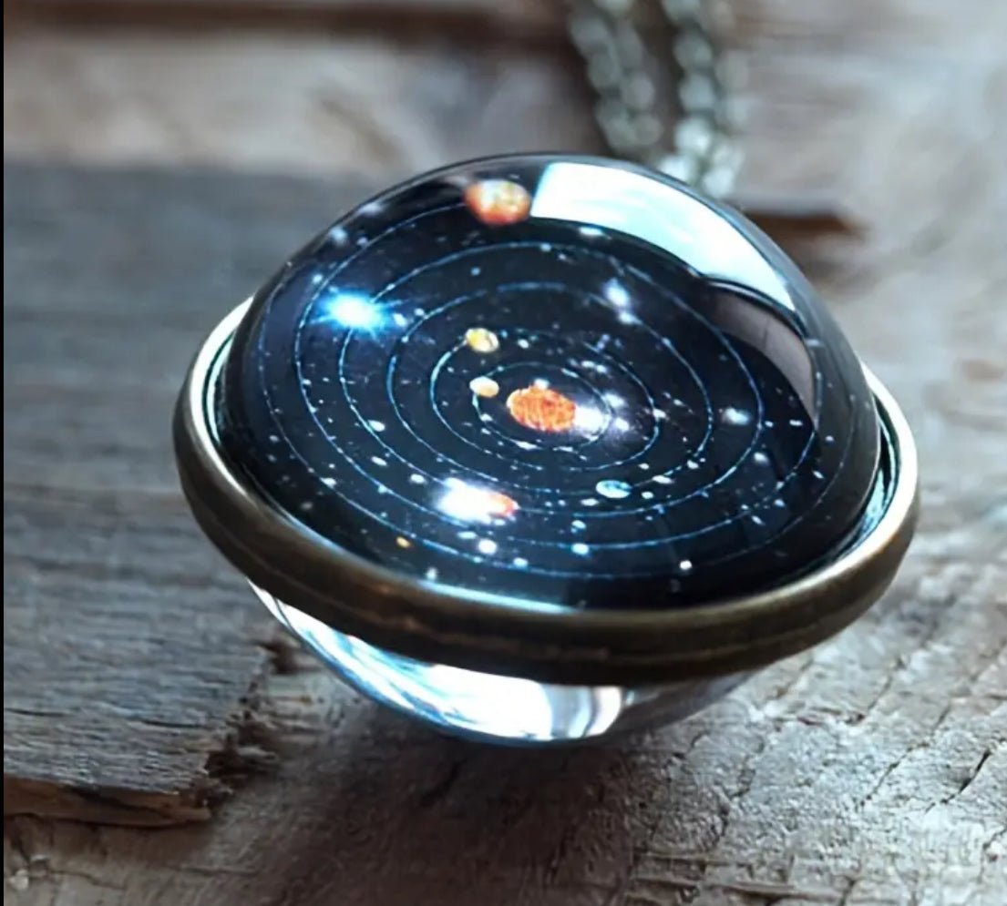 1 pc Fashion Time Gemstone Necklace Solar System Starry Sky Necklace Unisex - EmporiumDepot
