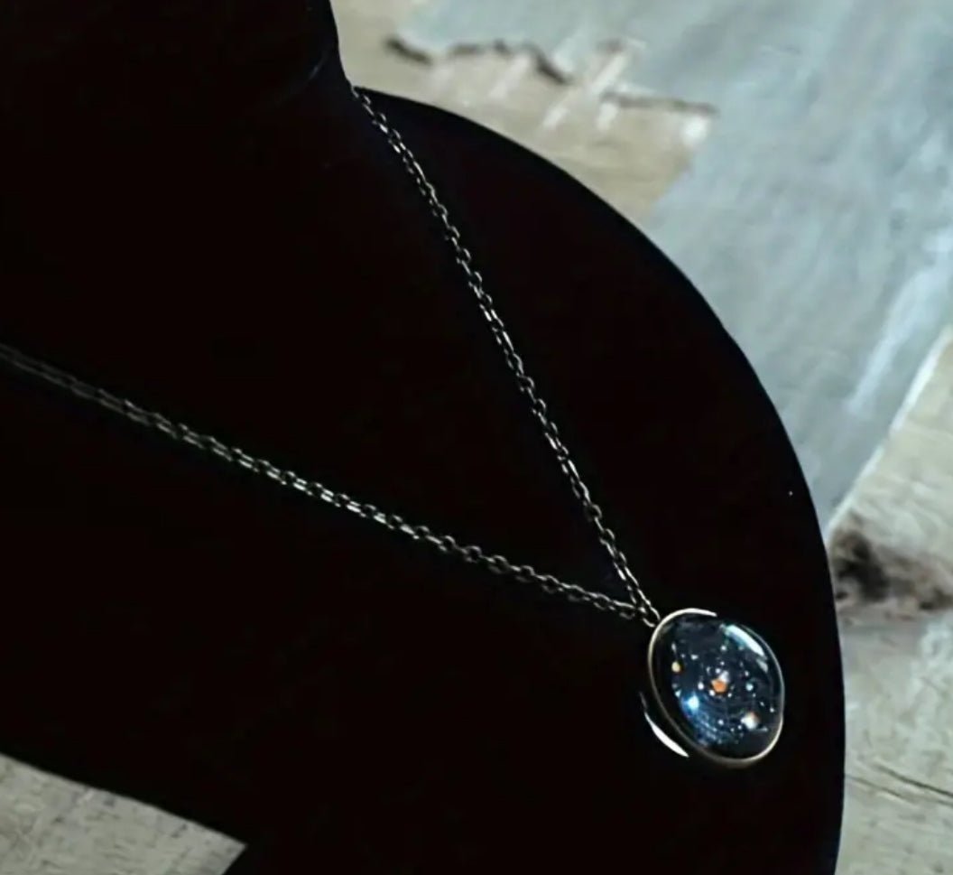 1 pc Fashion Time Gemstone Necklace Solar System Starry Sky Necklace Unisex - EmporiumDepot