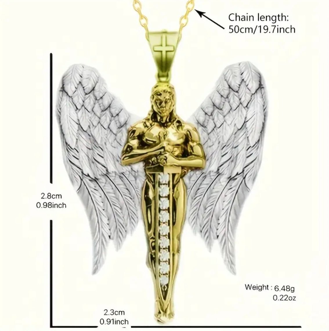 1 pc Gold Plated Custom Angel Pendant and Chain - EmporiumDepot
