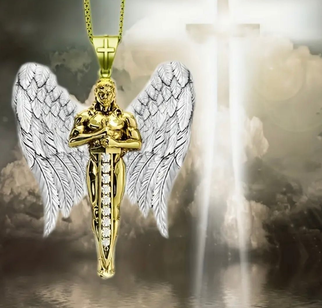 1 pc Gold Plated Custom Angel Pendant and Chain - EmporiumDepot