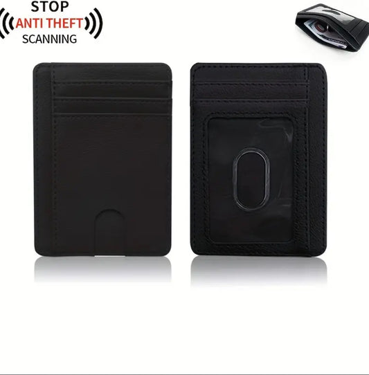 Blue Simple RFID Blocking Card Holder Portable Pu Leather Card Holder RFID Theft Protection Perfect Gift