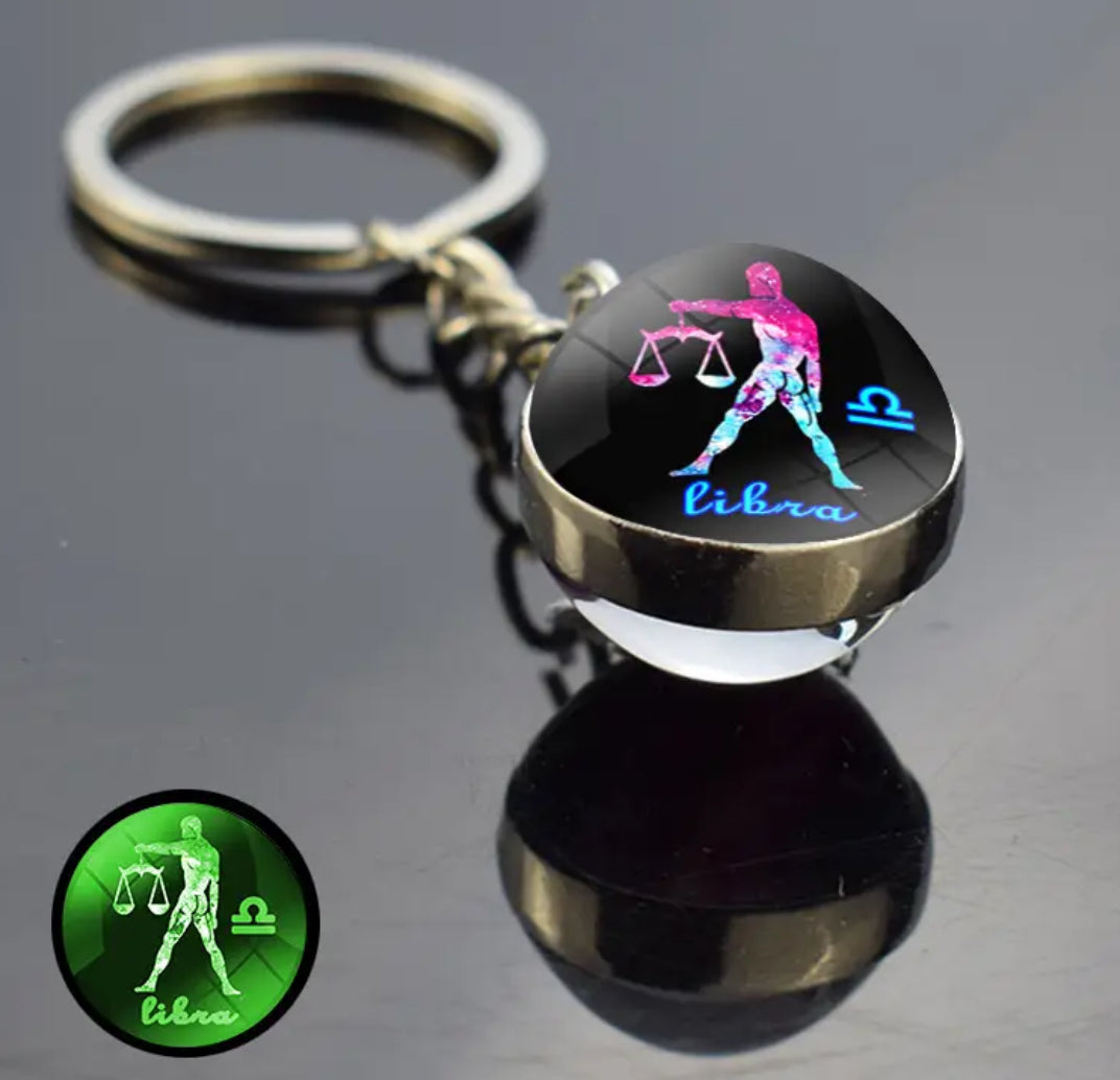 Pick Your Zodiac Custom Made Glass Double Sided Pendant Keychain