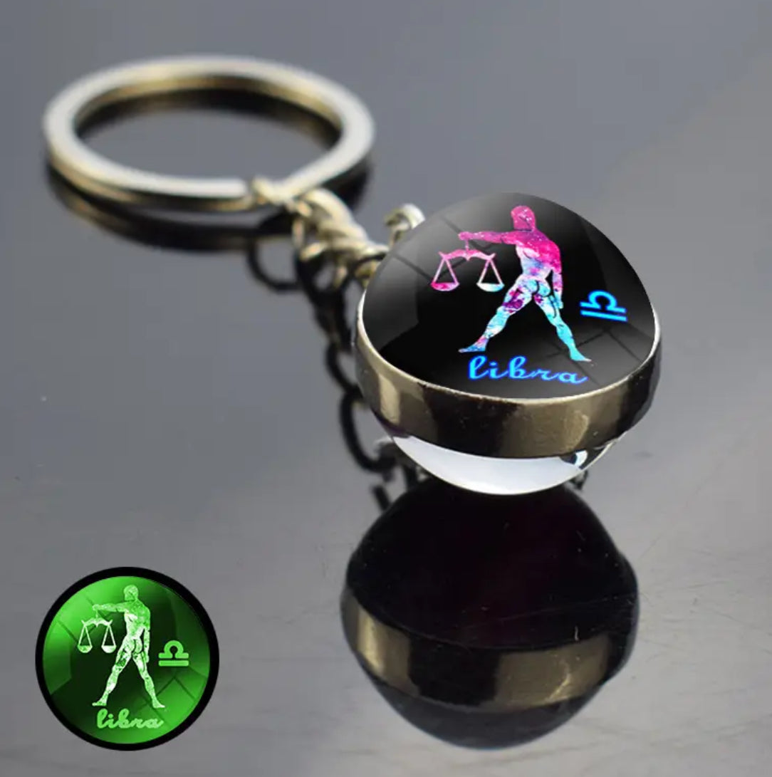 Pick Your Zodiac Custom Made Glass Double Sided Pendant Keychain