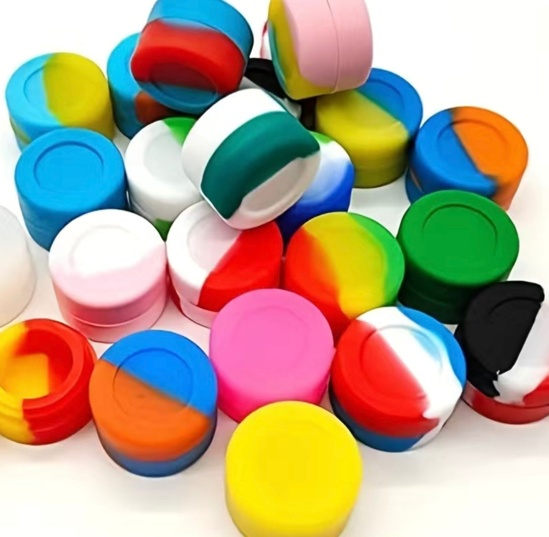 5 pc Silicone Jar, wax container none stick silicone .1 oz Random colors