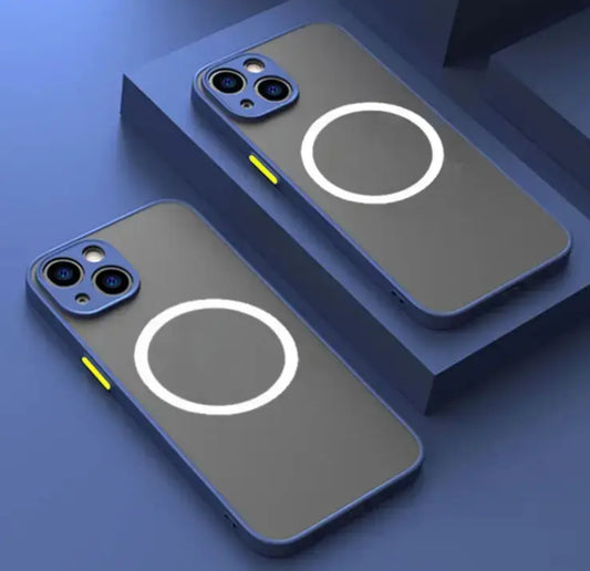 iPhone 16 Pro Blue Luxury Matte Magnetic Bumper Protection Case