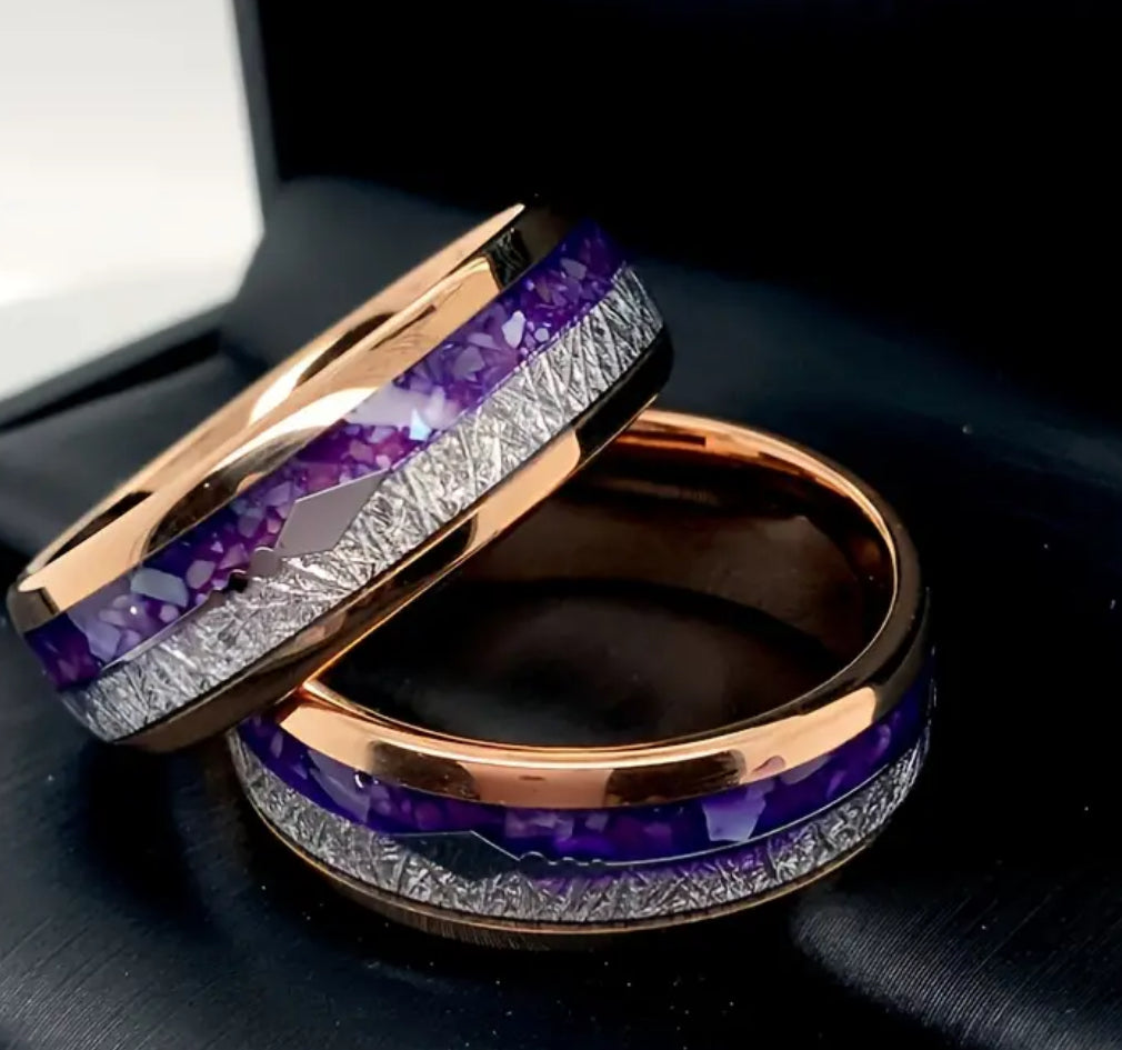 Elegant Rose Golden Stainless Steel Men or Women’s Wedding Band With Arrowhead Custom Design