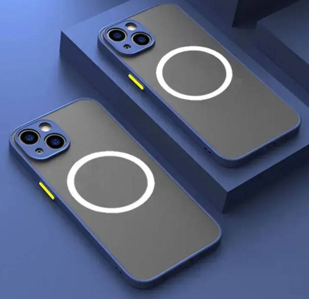 iPhone 16 Pro Blue Luxury Matte Magnetic Bumper Protection Case