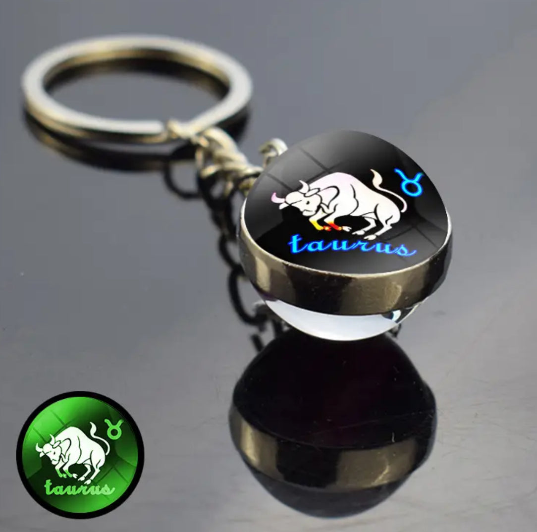 Pick Your Zodiac Custom Made Glass Double Sided Pendant Keychain
