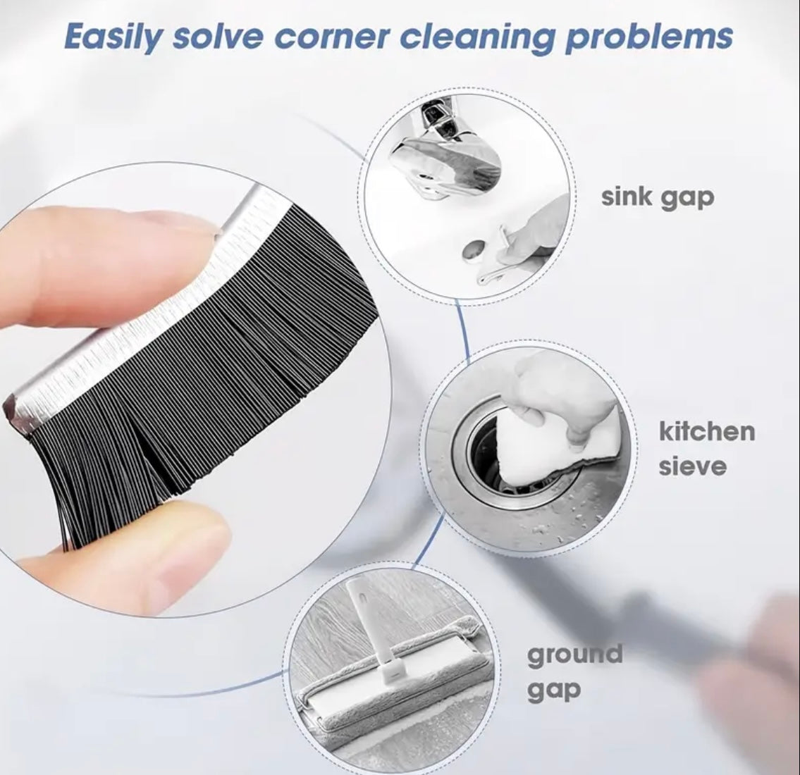 Hard Bristle Crevice Cleaning Brush Great for Multipurpose Deep Cleaning