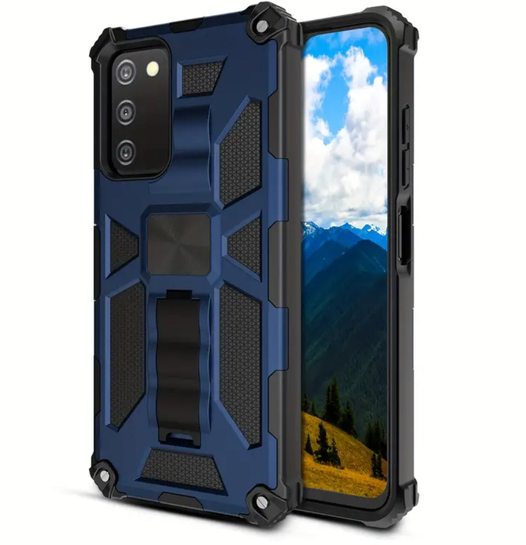 Galaxy A03s Deep Blue Color Sturdy Hybrid Protector Cover With Stand