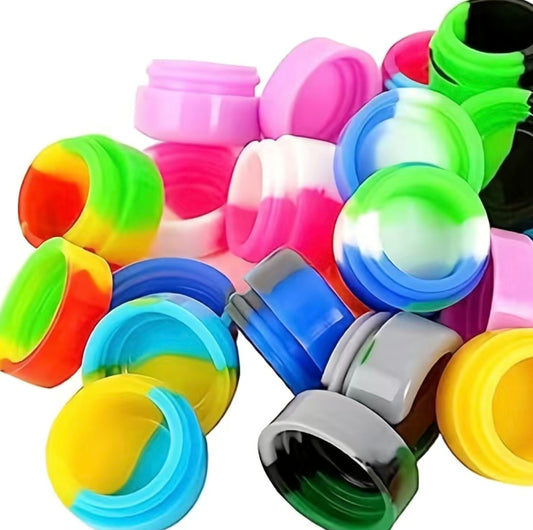 5 pc Silicone Jar, wax container none stick silicone .1 oz Random colors