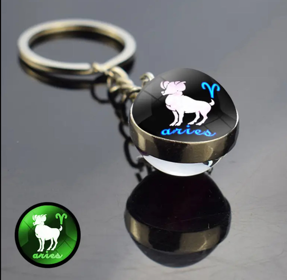 Pick Your Zodiac Custom Made Glass Double Sided Pendant Keychain