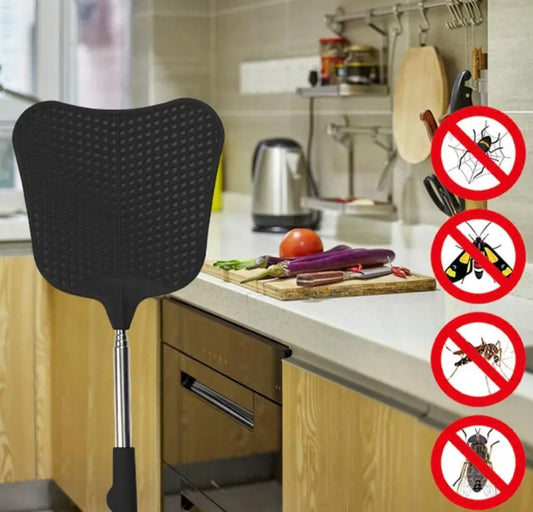 Heavy Duty Telescopic Fly Swatter 1 pc Extendable & collapsible with Stainless Steel Handle