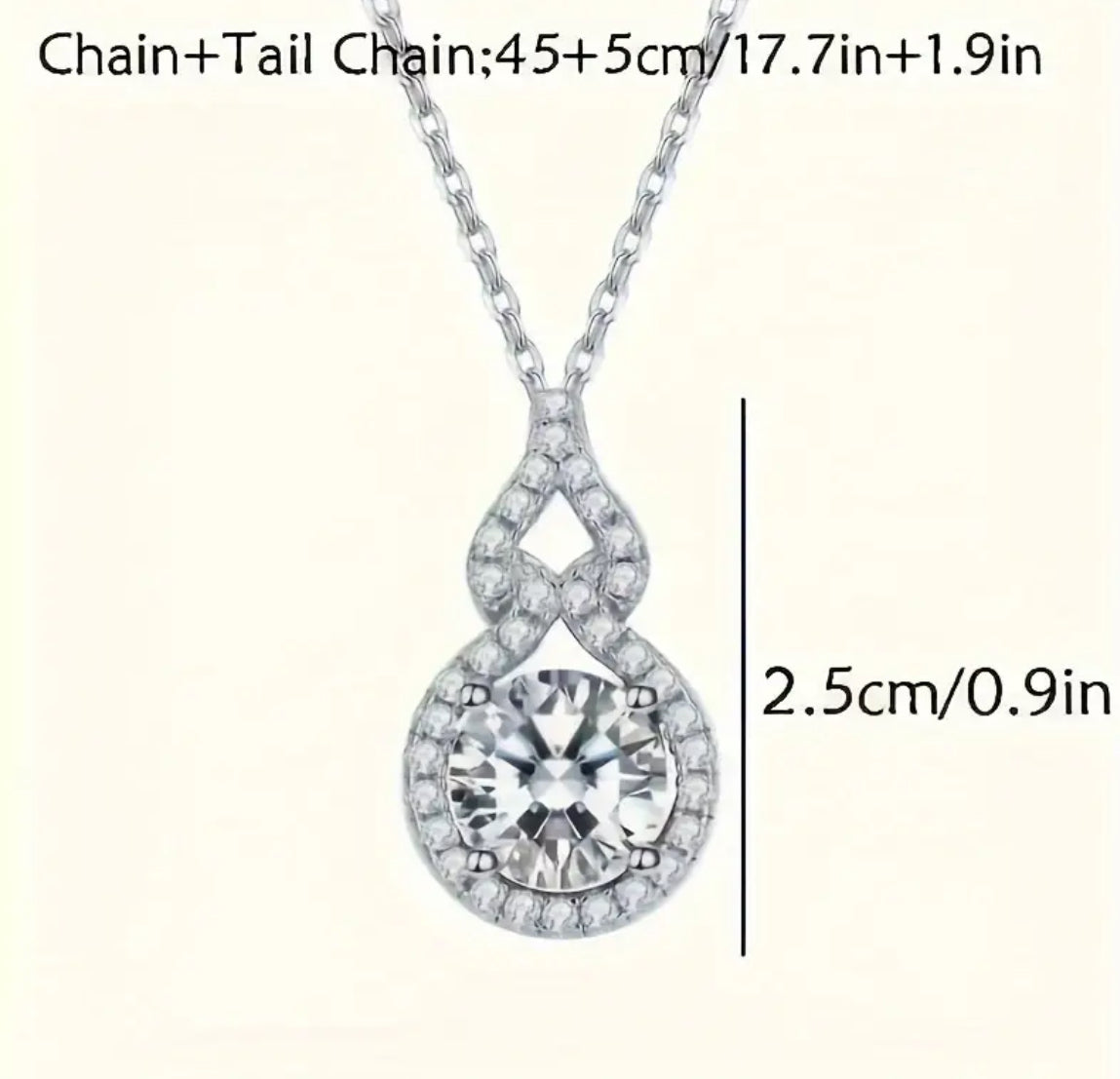 Elegant Silvery Tone Alloy Gourd Pendant Necklace With Classic Four Claw Design For Women