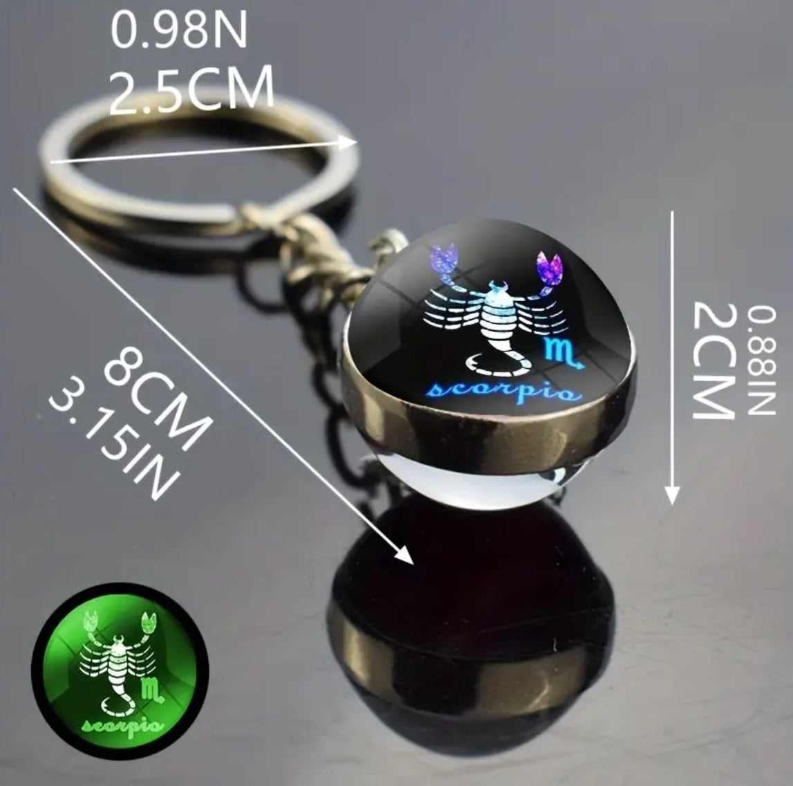 Pick Your Zodiac Custom Made Glass Double Sided Pendant Keychain