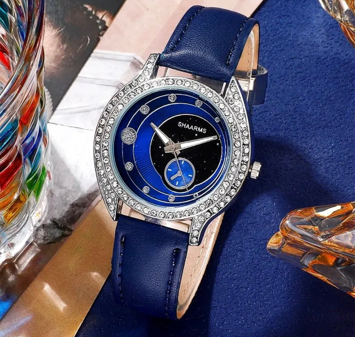 Luxury Fashion Jewelry Set 1 Watch 1 Ring 1 Pair of Earrings 1 Necklace and Pendant and 1 Bracelet Great Gift Set