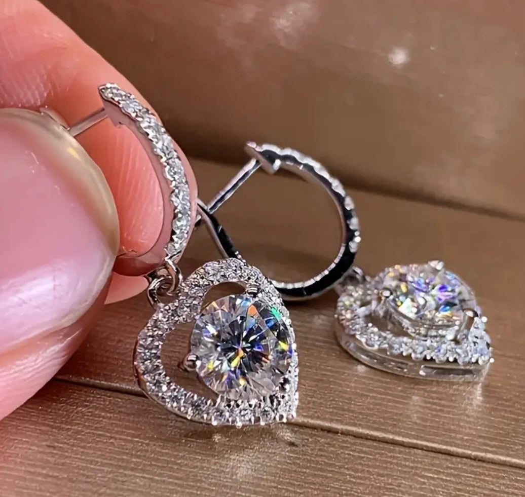 Hollow Zircon Hoop Drop custom Heart Design Plated Delicate Fashion Jewelry