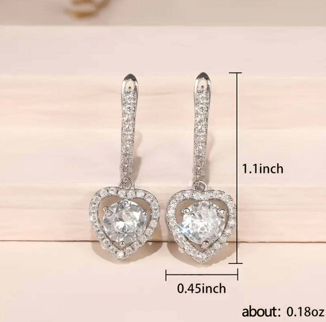 Hollow Zircon Hoop Drop custom Heart Design Plated Delicate Fashion Jewelry