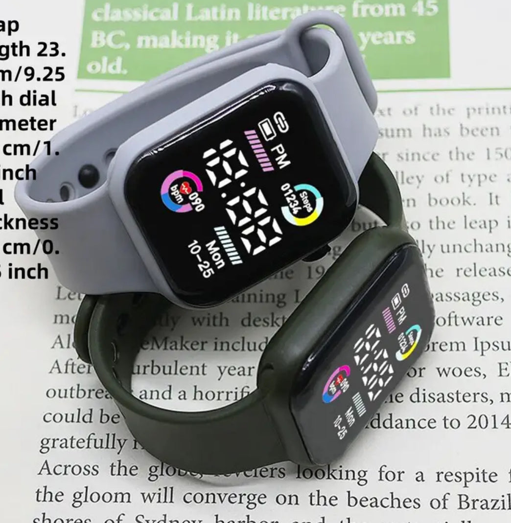 Sports Digital Watch Glow in The Dark Square Wrist Watch Simple Non-Smart Watch With Silicone Band