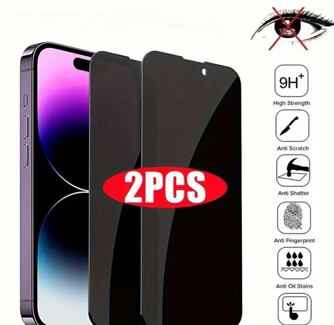 2 pcs Privacy Screen Protector Tempered Glass for iPhone 14 Pro Max