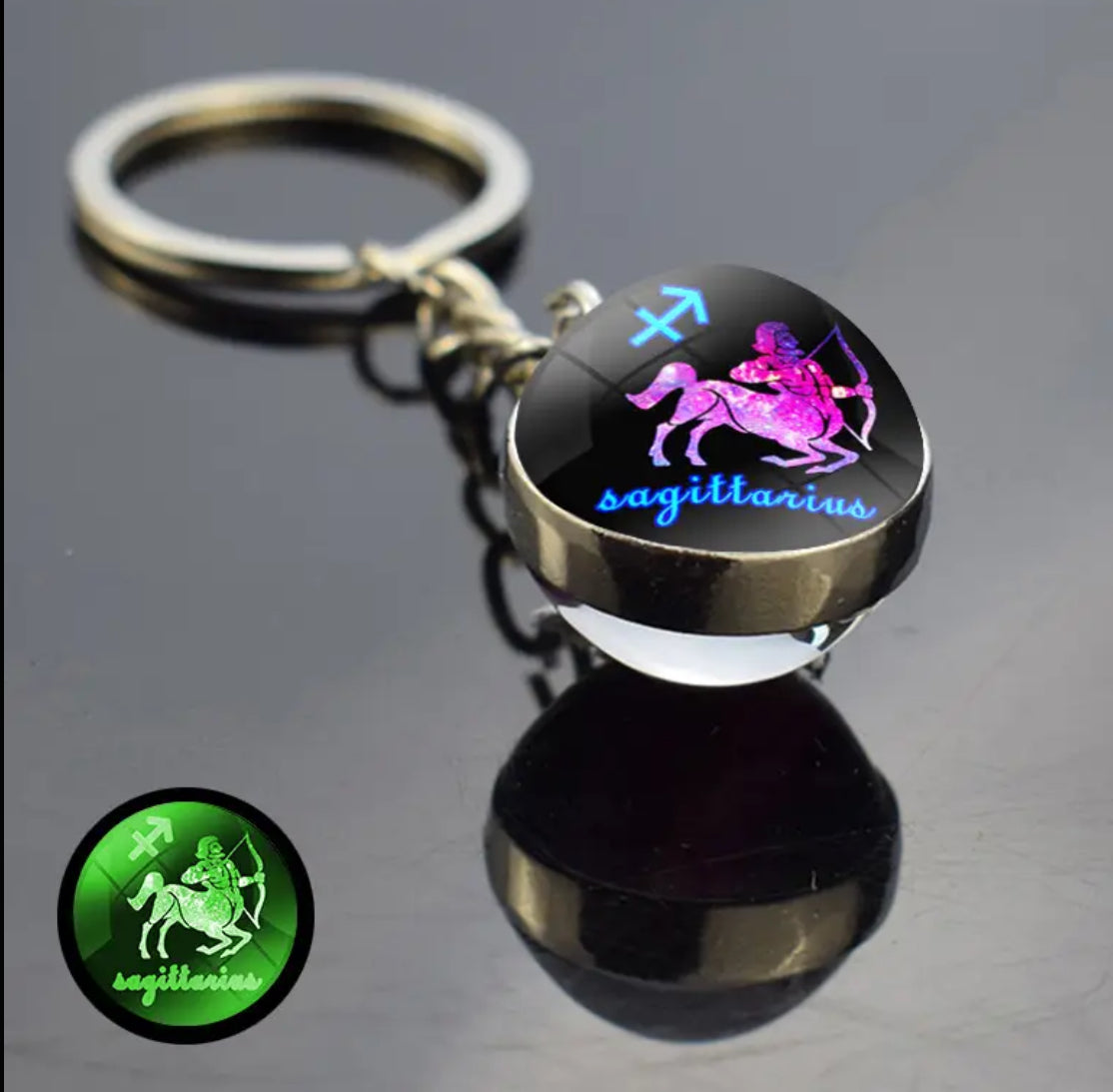 Pick Your Zodiac Custom Made Glass Double Sided Pendant Keychain