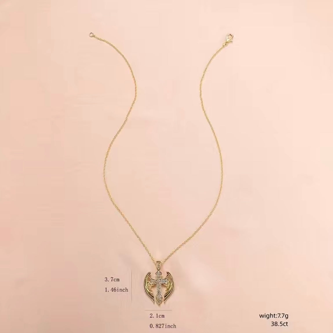 Custom cross pendant with wings