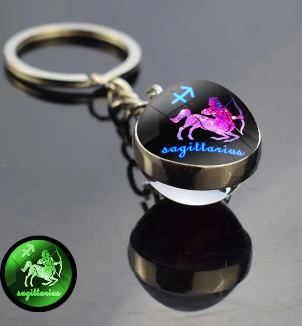 Pick Your Zodiac Custom Made Glass Double Sided Pendant Keychain