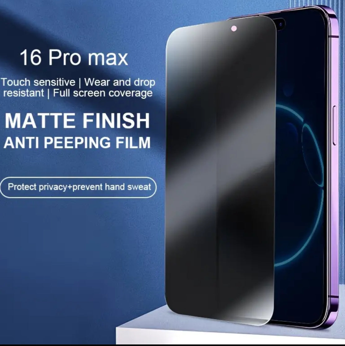 2 Pack Privacy Plus Matte Tempered Glass for iPhone 16 Pro Max
