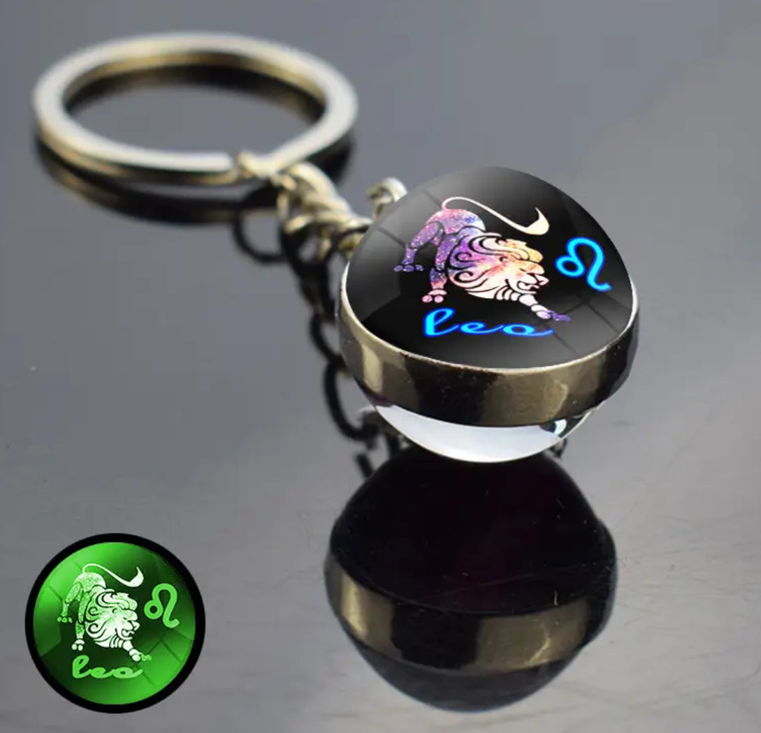 Pick Your Zodiac Custom Made Glass Double Sided Pendant Keychain