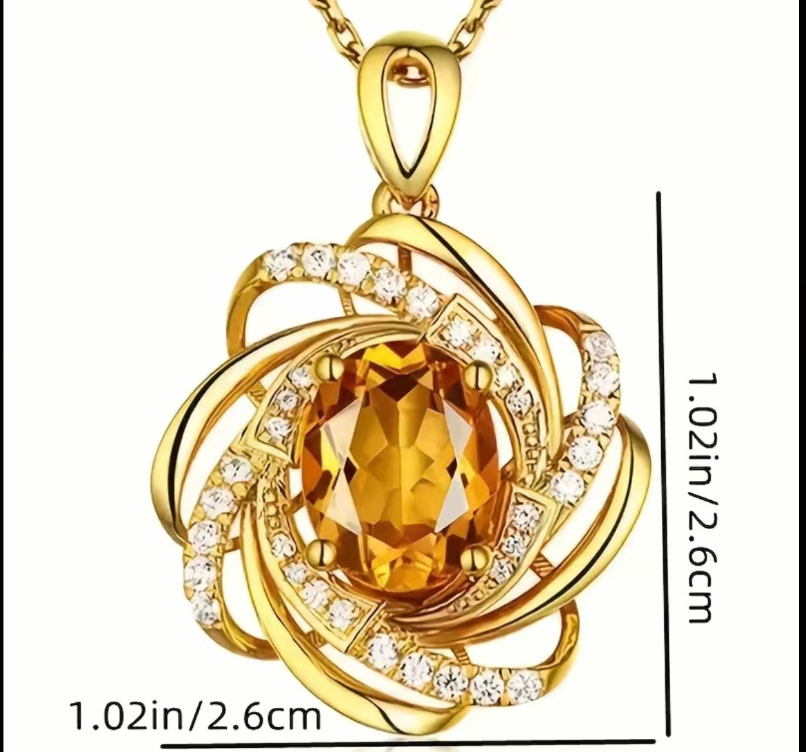 1 pc Elegant Shiny Flower Pendant Necklace with Clavicle Chain