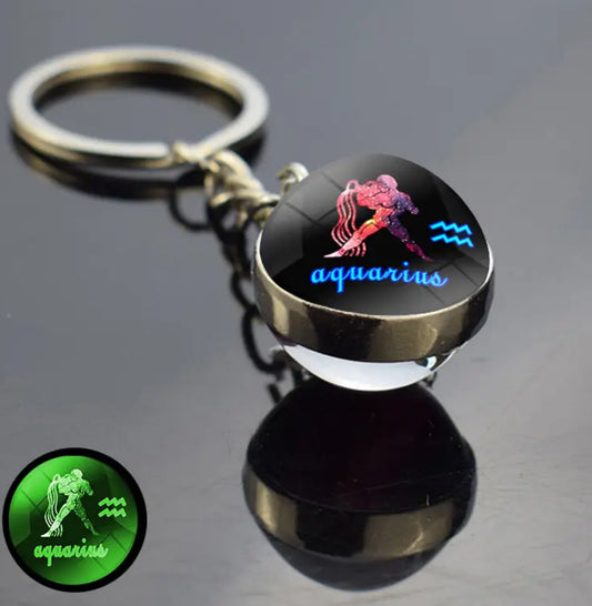 Pick Your Zodiac Custom Made Glass Double Sided Pendant Keychain
