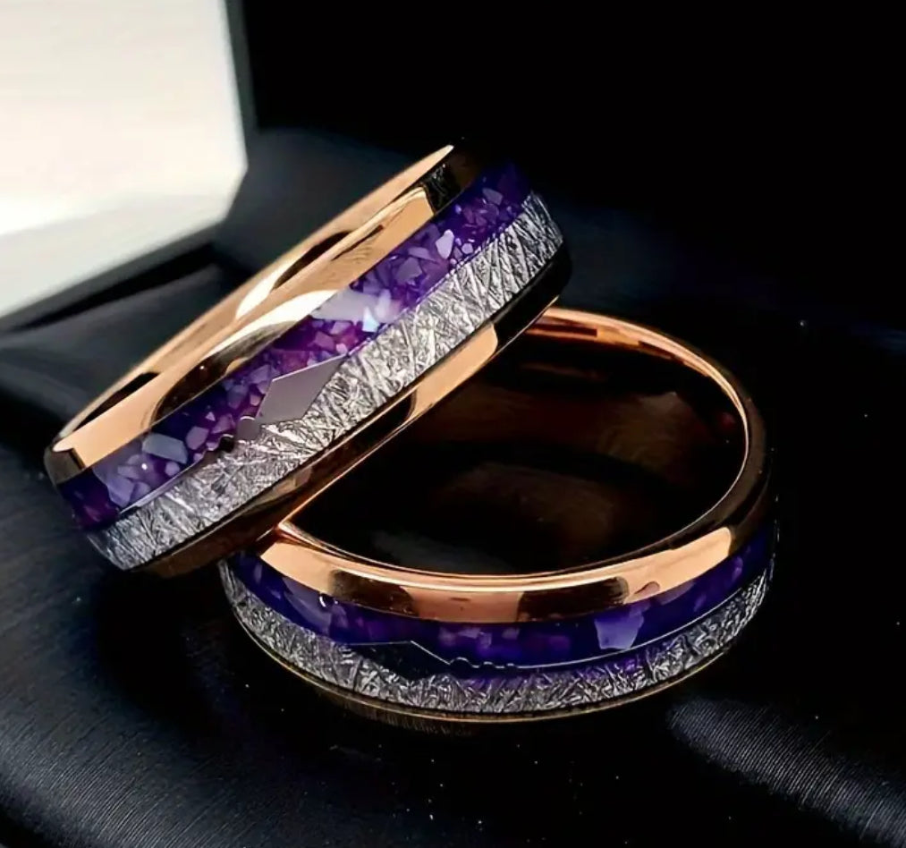 Elegant Rose Golden Stainless Steel Men or Women’s Wedding Band With Arrowhead Custom Design
