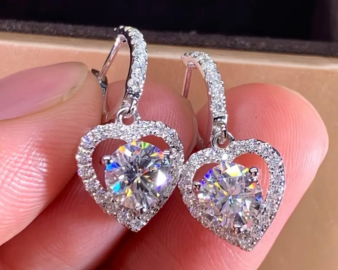 Hollow Zircon Hoop Drop custom Heart Design Plated Delicate Fashion Jewelry