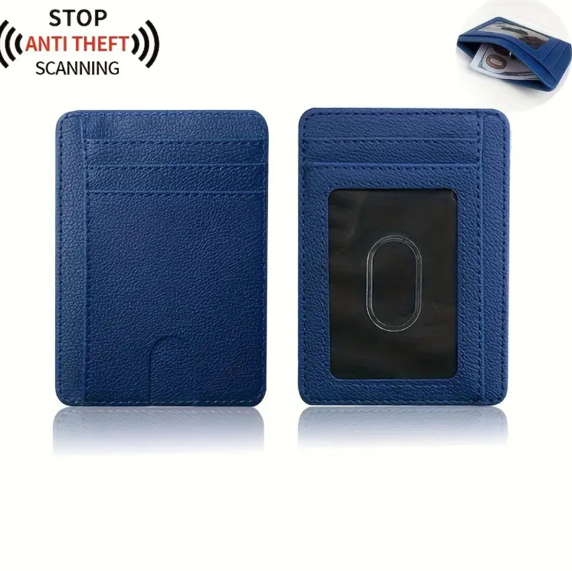 1 pc Blue Simple RFID Blocking Card Holder Portable Pu Leather Card Holder RFID Theft Protection Perfect Gift