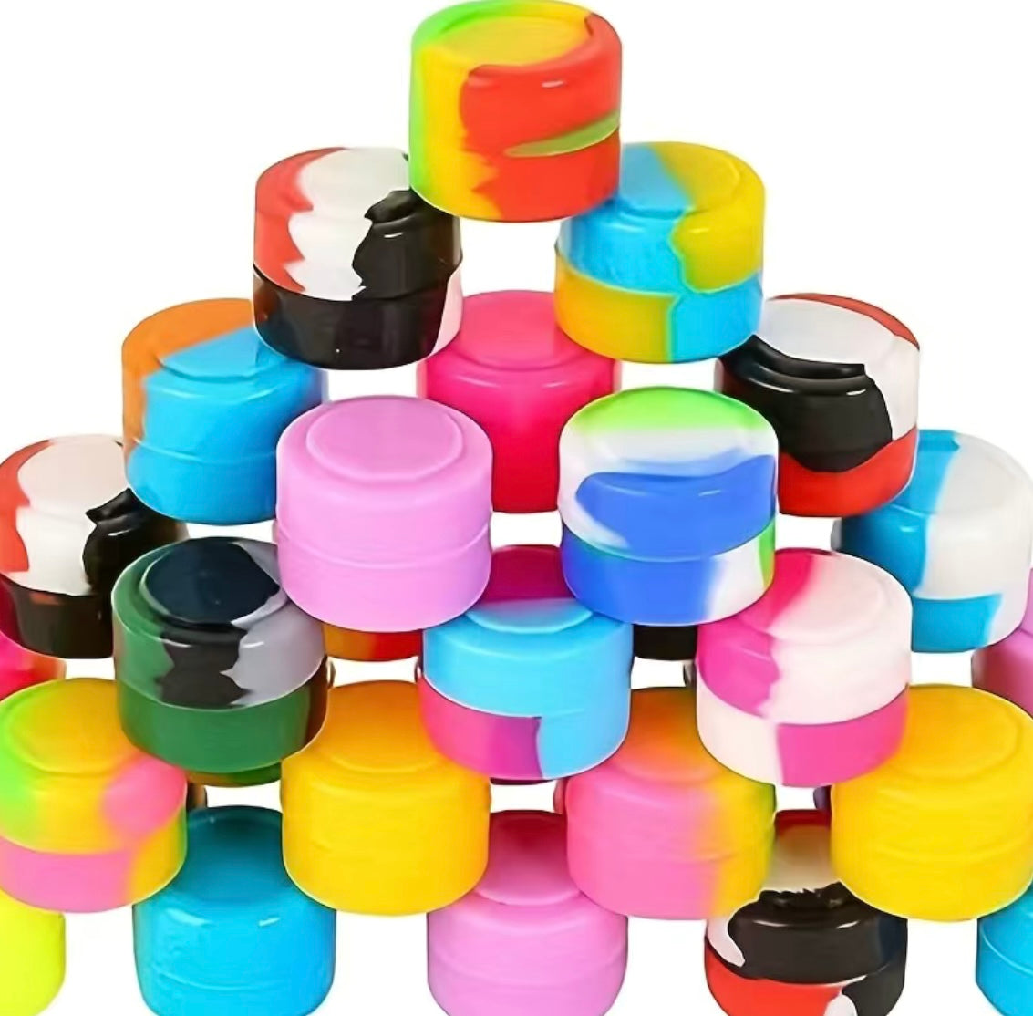 5 pc Silicone Jar, wax container none stick silicone .1 oz Random colors