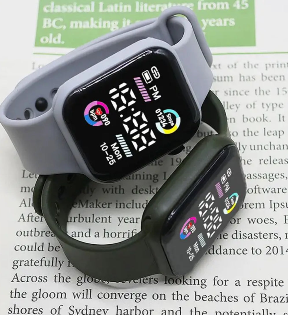 Sports Digital Watch Glow in The Dark Square Wrist Watch Simple Non-Smart Watch With Silicone Band