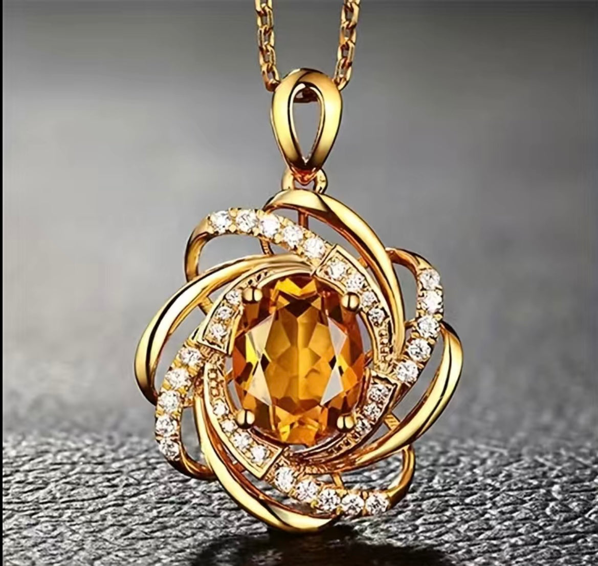 1 pc Elegant Shiny Flower Pendant Necklace with Clavicle Chain