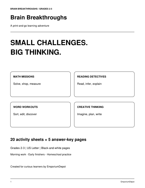 Brain Breakthroughs · Grades 2–3 — actual source preview