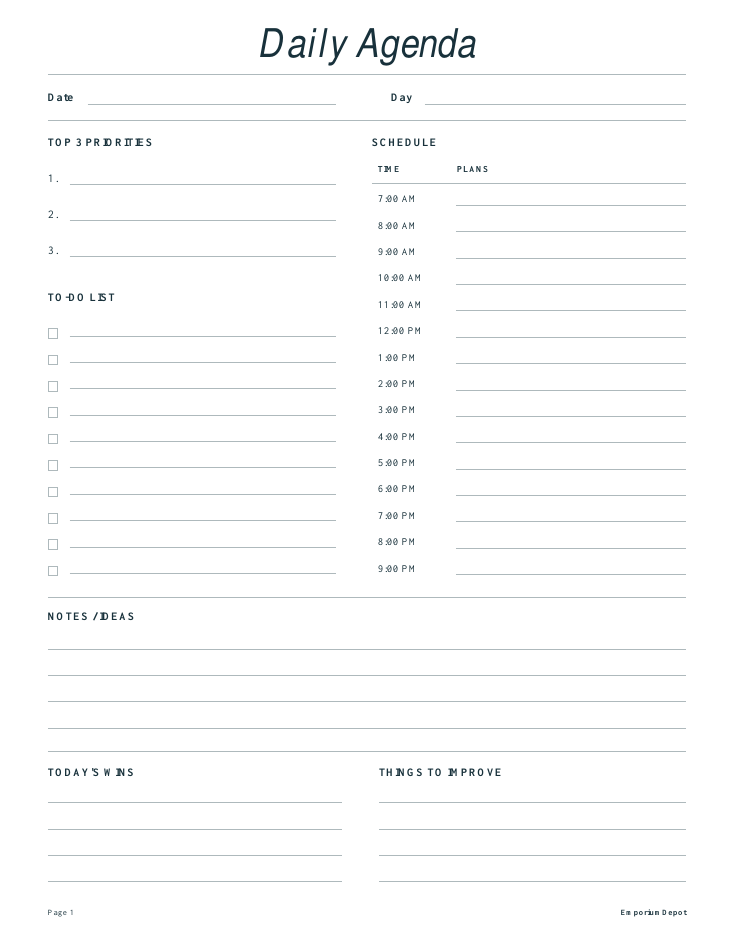 Daily Agenda — actual source preview