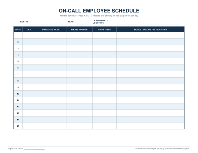 On-Call Employee Schedule — actual source preview