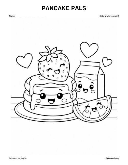 Pancake Pals Coloring Sheet — actual source preview