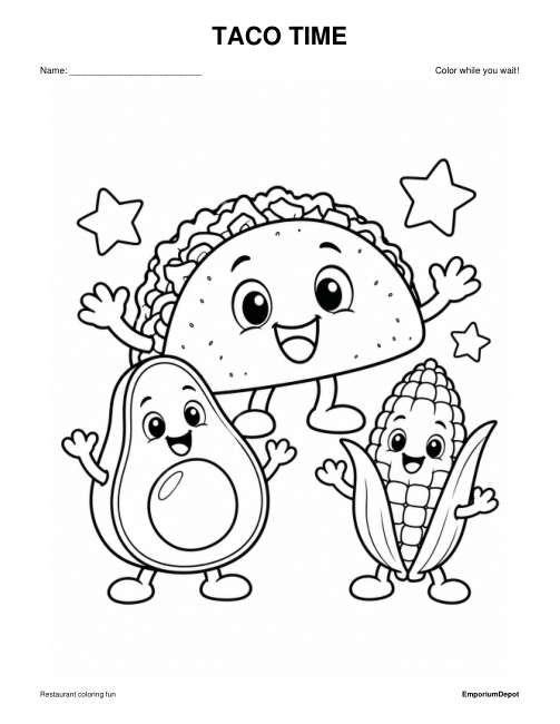 Taco Time Coloring Sheet — actual source preview