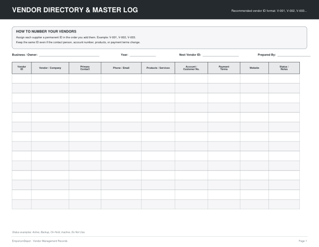 Vendor Management Bundle — actual source preview