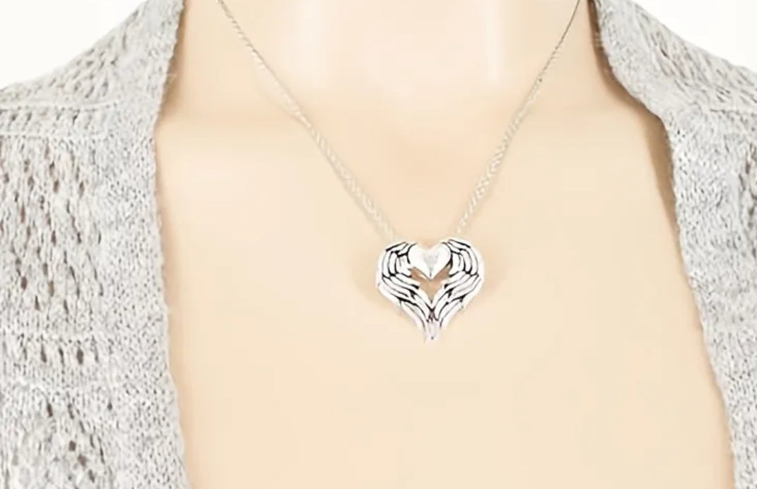 Angel Wings Heart Pendant Necklace For Women Great Jewelry Gifts